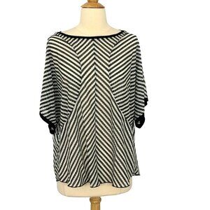 Ozai N Ku Black White Striped Top Lightweight Sheer Boxy Viscose Relaxed Size S